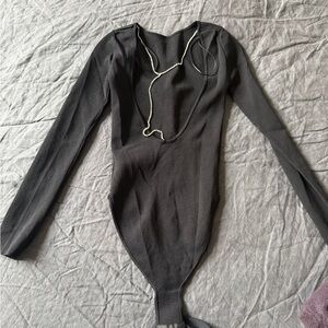 Zara Charcoal Long Sleeve Bodysuit